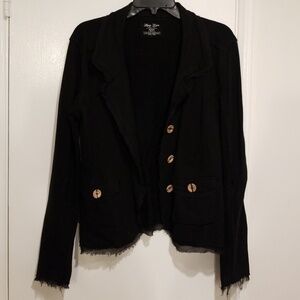 💕LUCY LOVE💕 Black Raw Edge Sweater Blazer